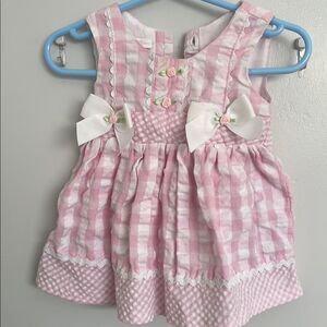 Pink Gingham Baby Girl Dress with Bows 3-6 months